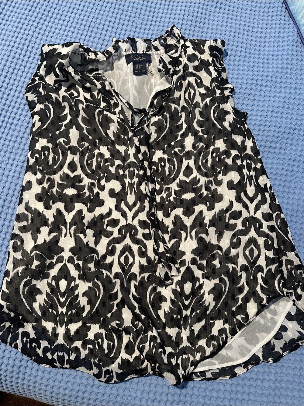 RACHEL Rachel Roy Black & White Damask Sleeveless Camisole